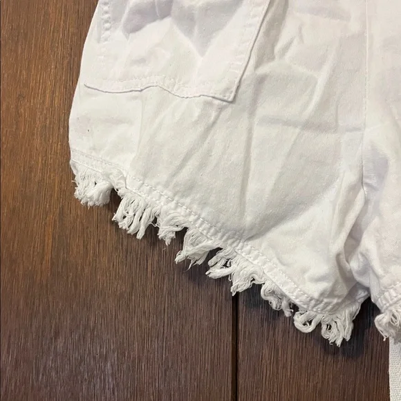 High Waist White Frayed Hem Women's Shorts Medium - Picture 12 of 13